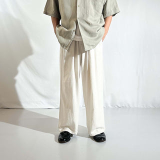 00's OLD NAVY リネン×レーヨン ドローコード イージー パンツ(ベージュ)