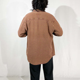 90's～ THE TERRITORY AHEAD チェック パープル L/Sシャツ