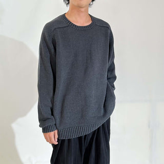 00's LANDS' END 無地 ドリフター ニット セーター (ダークグレー)