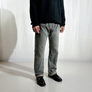 00's LEVI'S 501 "内股シングル" irregular イレギュラー品 ストレート 先染めブラック デニム パンツ