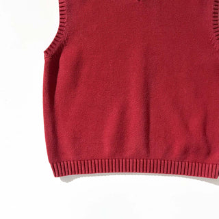 00's Lands' End ワインレッド コットン ドリフター ニット ベスト