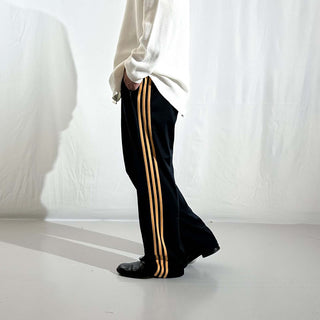 00's adidas ブラック×オレンジ ドローコード トラック パンツ