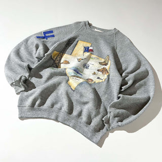 80's HandPainted ハンドペイント 馬 アニマル プリント スウェット シャツ