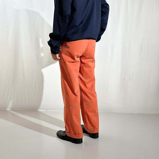 90's～ NORTHSHORE オレンジ 総柄 リボン コットン チノ パンツ