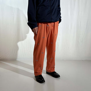 90's～ NORTHSHORE オレンジ 総柄 リボン コットン チノ パンツ