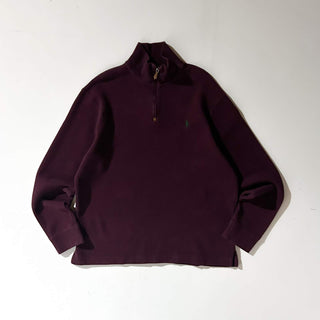 90's～ OLD Ralph Lauren ワインレッド ハーフジップ ニット セーター
