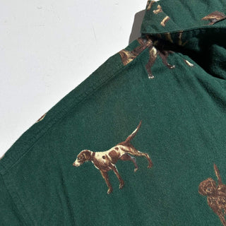 90's～ RALPH LAUREN 犬 アニマル 総柄 フランネル L/Sパジャマシャツ