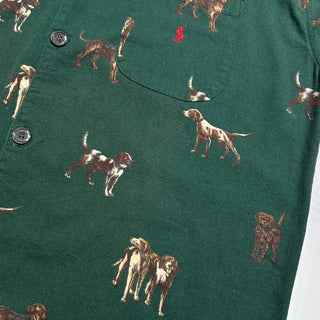90's～ RALPH LAUREN 犬 アニマル 総柄 フランネル L/Sパジャマシャツ
