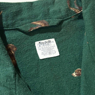 90's～ RALPH LAUREN 犬 アニマル 総柄 フランネル L/Sパジャマシャツ