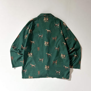 90's～ RALPH LAUREN 犬 アニマル 総柄 フランネル L/Sパジャマシャツ