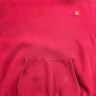 90's "made in USA" Carhartt ヘビーウェイト リバースウィーブタイプ ワンポイント スウェット パーカ