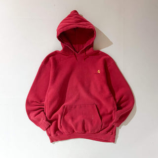 90's "made in USA" Carhartt ヘビーウェイト リバースウィーブタイプ ワンポイント スウェット パーカ