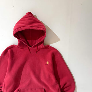 90's "made in USA" Carhartt ヘビーウェイト リバースウィーブタイプ ワンポイント スウェット パーカ