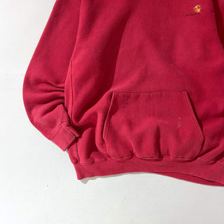 90's "made in USA" Carhartt ヘビーウェイト リバースウィーブタイプ ワンポイント スウェット パーカ