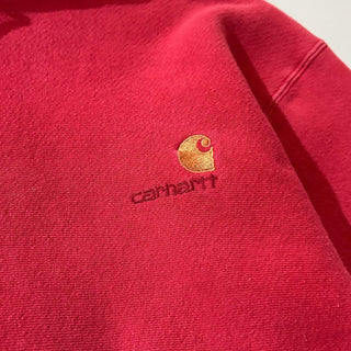 90's "made in USA" Carhartt ヘビーウェイト リバースウィーブタイプ ワンポイント スウェット パーカ