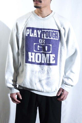 90's "made in USA" FRUIT OF THE LOOM リバーシブル アニマル メッセージ プリント スウェット シャツ