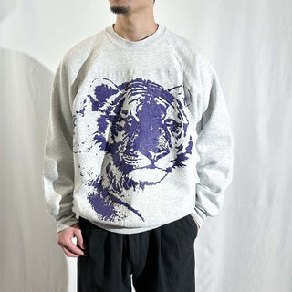 90's "made in USA" FRUIT OF THE LOOM リバーシブル アニマル メッセージ プリント スウェット シャツ