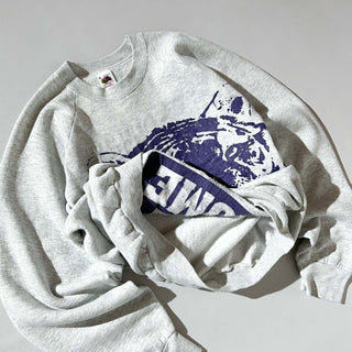 90's "made in USA" FRUIT OF THE LOOM リバーシブル アニマル メッセージ プリント スウェット シャツ
