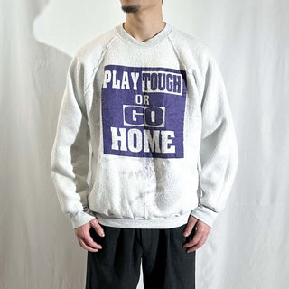 90's "made in USA" FRUIT OF THE LOOM リバーシブル アニマル メッセージ プリント スウェット シャツ