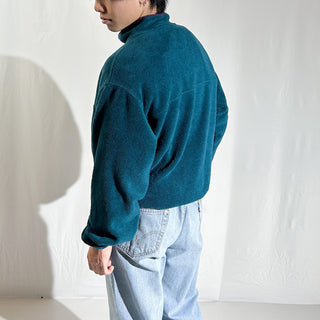 90's "made in USA" Lands' End ブルーグリーン×パープル スナップTタイプ フリース プルオーバー