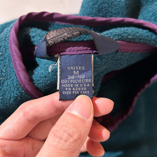 90's "made in USA" Lands' End ブルーグリーン×パープル スナップTタイプ フリース プルオーバー