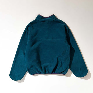 90's "made in USA" Lands' End ブルーグリーン×パープル スナップTタイプ フリース プルオーバー