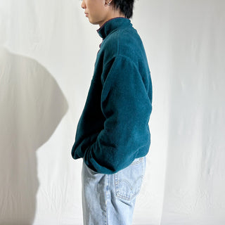 90's "made in USA" Lands' End ブルーグリーン×パープル スナップTタイプ フリース プルオーバー