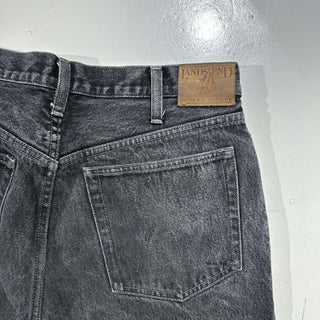 00's LANDS' END "先染め" ブラック デニム パンツ