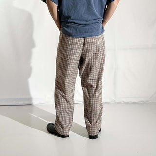 90's "made in USA" Fundamental Things ポリエステル×レーヨン チェック ワイド イージー パンツ