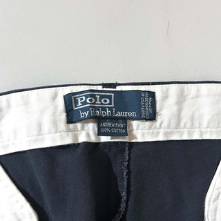 90's～ OLD RALPH LAUREN "ANDREW PANT" ダークネイビー ２タック チノ パンツ