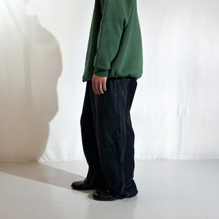 00's No Boundaries コーデュロイ×先染めブラック ワイド デニム パンツ
