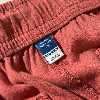 00's OLD NAVY リネン×レーヨン ドローコード イージー パンツ(コーラルピンク)