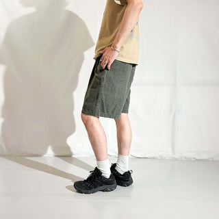 00's WOOLRICH オリーブ 2タック チェック ワイド ショーツ