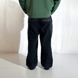 00's No Boundaries コーデュロイ×先染めブラック ワイド デニム パンツ