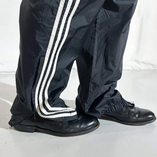 90's adidas ブラック ドローコード ナイロン パンツ