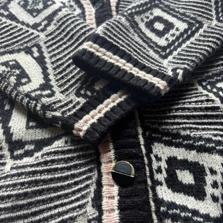 ～90's アンゴラ × ウール 総柄 ニット カーディガン
