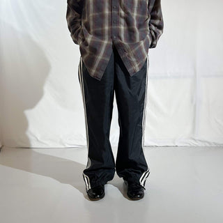 90's adidas ブラック ドローコード ナイロン パンツ