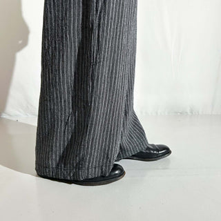 00's TIME AND TRU リネン×レーヨン ドローコード ストライプ ワイド イージー パンツ