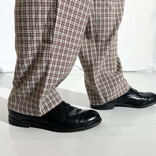 90's "made in USA" Fundamental Things ポリエステル×レーヨン チェック ワイド イージー パンツ