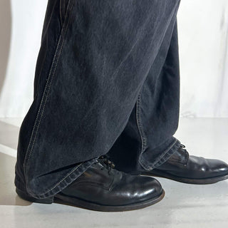 00's No Boundaries コーデュロイ×先染めブラック ワイド デニム パンツ