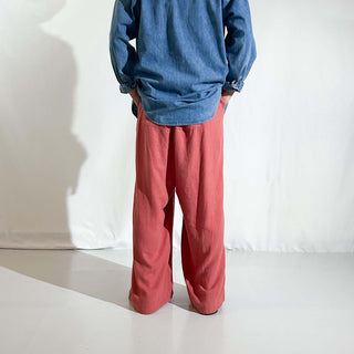 00's OLD NAVY リネン×レーヨン ドローコード イージー パンツ(コーラルピンク)