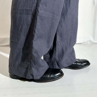 00's L.L.Bean ダークグレー ドローコード リネン ワイド イージー パンツ