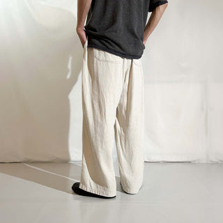 00's OLD NAVY リネン×レーヨン ドローコード ワイド イージー パンツ