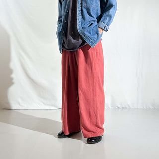 00's OLD NAVY リネン×レーヨン ドローコード イージー パンツ(コーラルピンク)