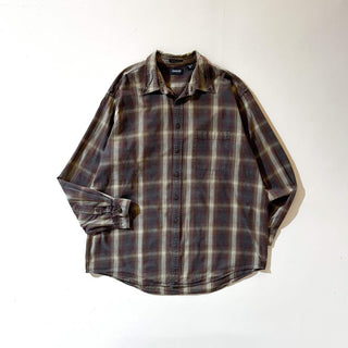 00's ARROW オンブレ風 チェック ボタンダウン L/Sネルシャツ