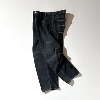 00's No Boundaries コーデュロイ×先染めブラック ワイド デニム パンツ