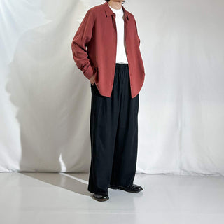 00's ORVIS ボックスシルエット ブラウン シルク L/Sシャツ