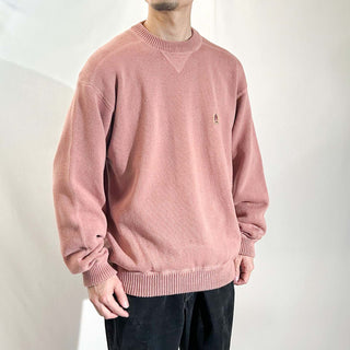 90's～ Tommy Hilfiger サーモンピンク 両V ワンポイント ニット セーター