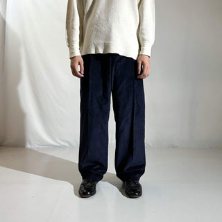 90's～ "deadstock" LANDS' END ２タック コーデュロイ パンツ (NAVY 35×32)