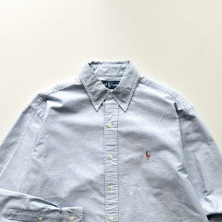 90's～ OLD RALPH LAUREN "YARMOUTH" サックスブルー オックスフォード ボタンダウン L/Sシャツ